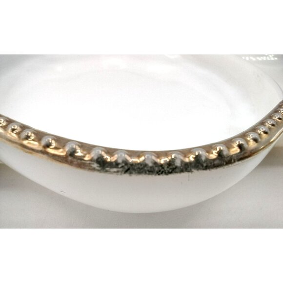 Divided Relish Tray Fire King White Milk Glass Gold Bead Trim Vintage 11 Inch - Picture 6 of 10